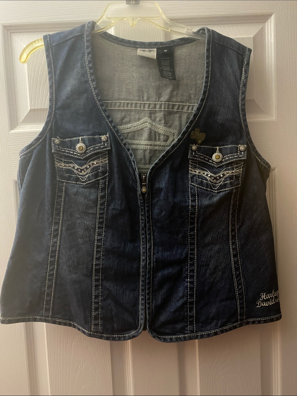 Harley Davidson Denim Vest. Bling.  Size 1W